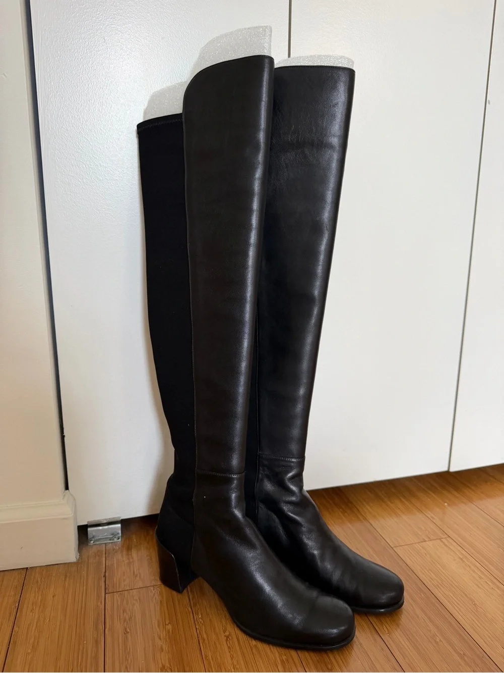 Stuart Weitzman City Block Over-the-Knee Boots - Black Leather